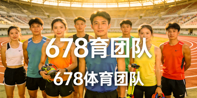 678体育团队合影 - 一群穿着运动服饰的团队成员在体育场背景前
